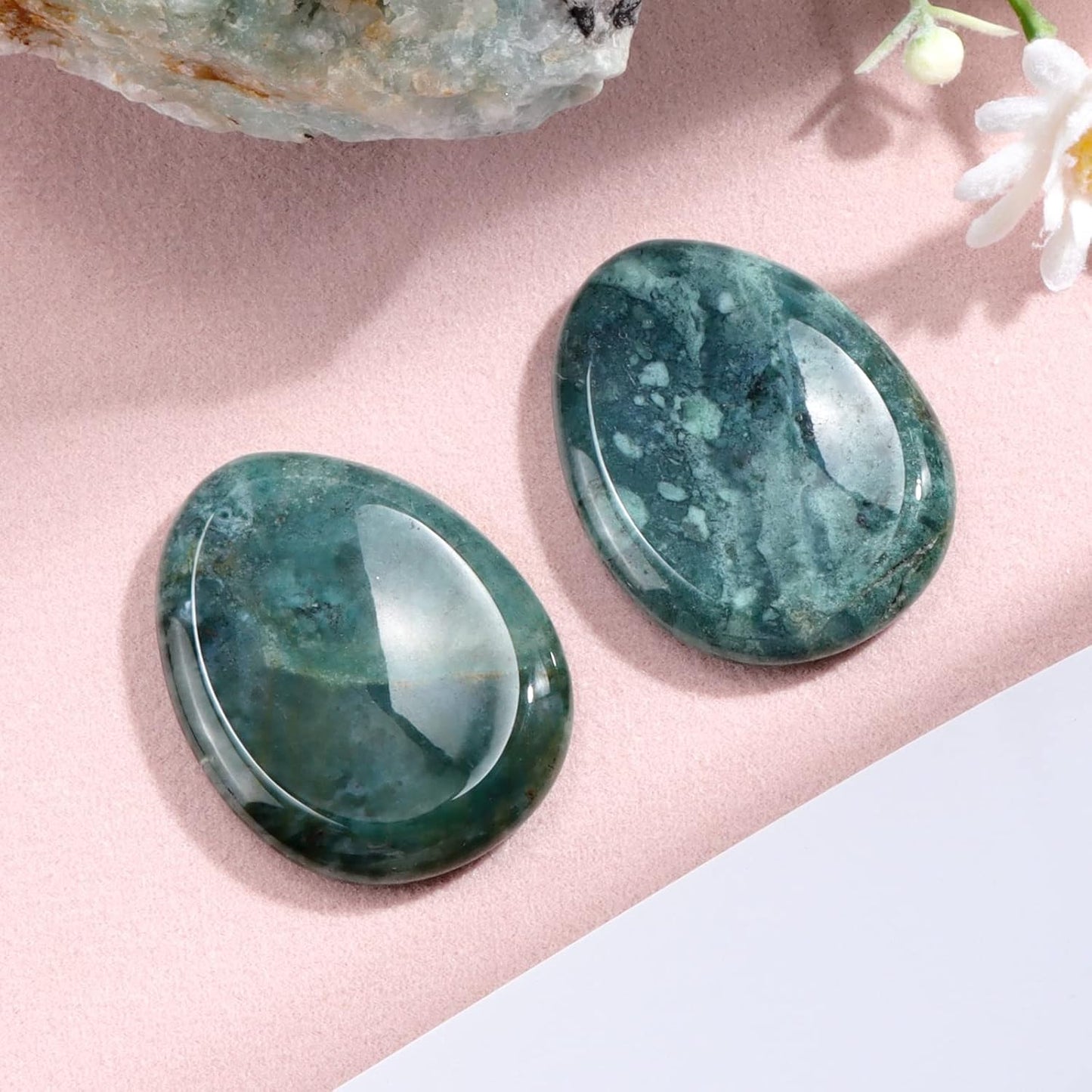 Artistone Ocean Jasper Crystal Thumb Worry Stones Chakra Healing Crystals Pocket Palm Stone Home Decor Meditation