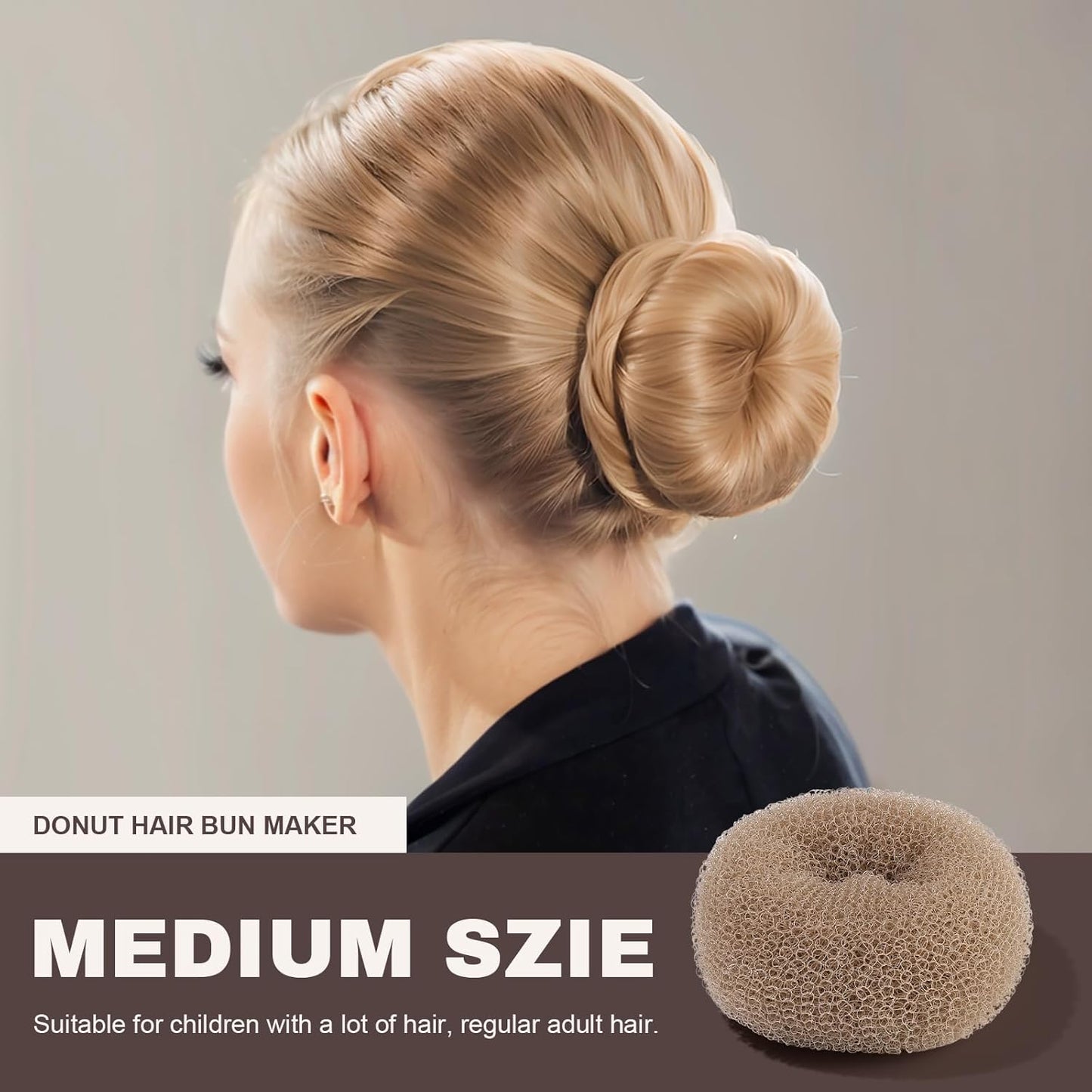 Teenitor Hair Bun Shaper Set, 4Pcs Hair Donut Bun Maker(Extra-large, Large, Medium, Small) with 20 pcs Large Bobby Pins, Tan Brown