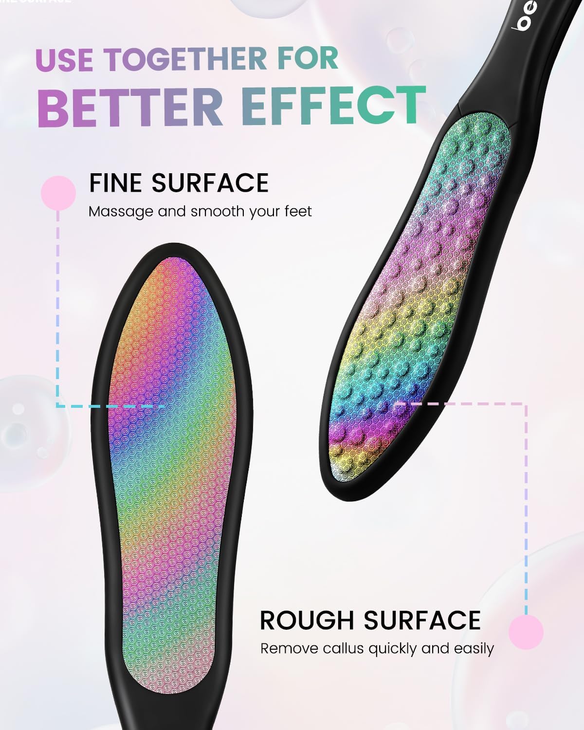 BEZOX Foot File Callus Remover(1 PCS), Double Sided Callus File Scraper, Foot Scrubber for Cracked Heel and Foot Corn Removal, Stainless Steel Pedicure File - Rainbow