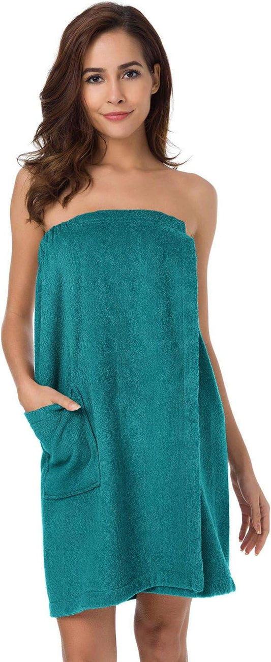 SIORO Women Bath Towel Wrap Robe, Soft Cotton Terry Spa Cloth, Plush Adjustable Closure for Shower, Travel, Pool, Gym