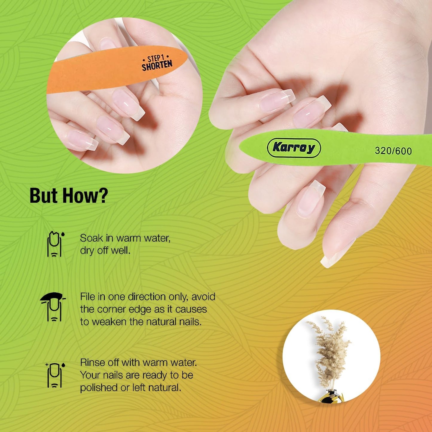 Nail Files and Buffers for Natural Nails Smooth and Polish Gel Surface 400/600/4000 Grit (20pcs Files 320/600)