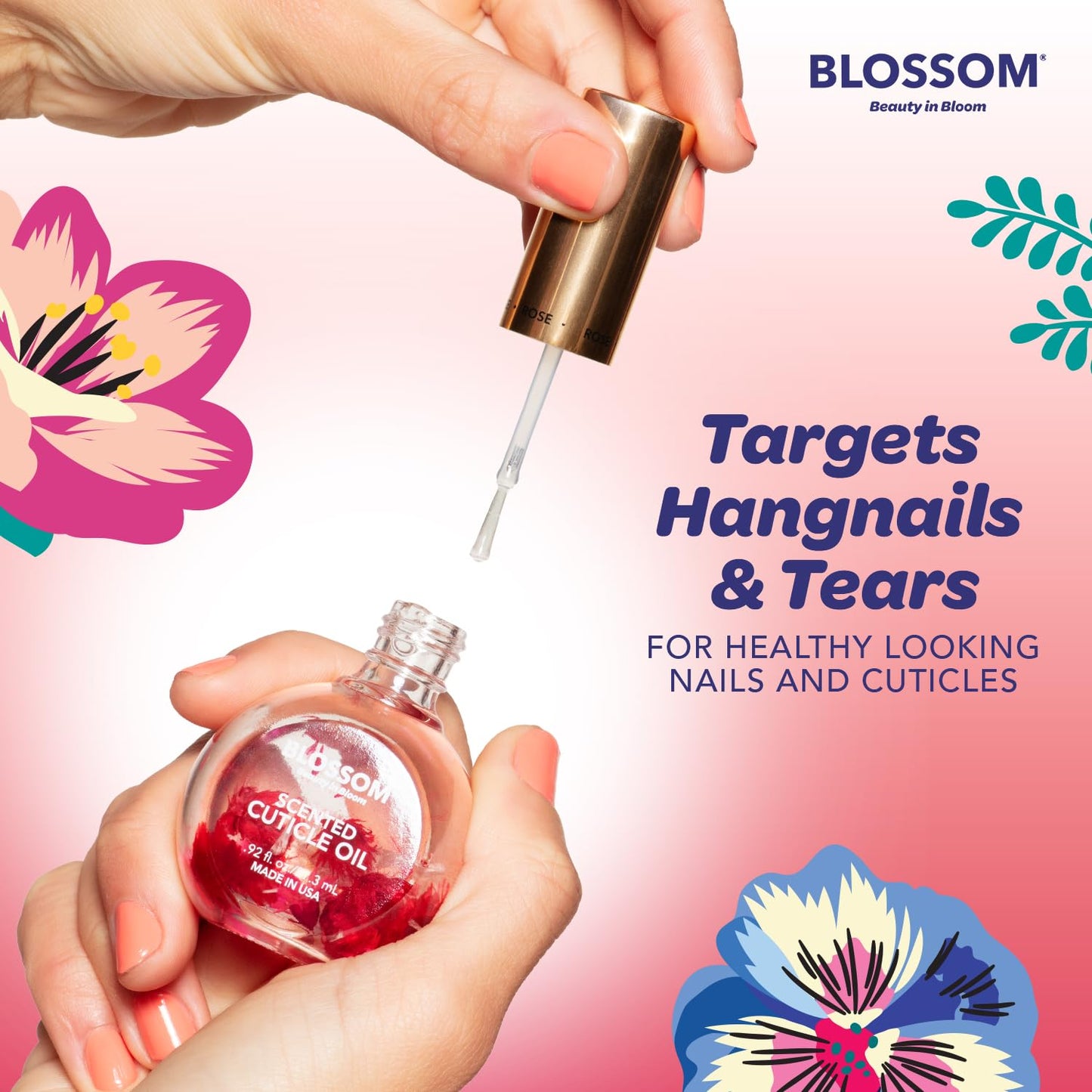 Blossom Cuticle Oil for Nails, Hydrating, Moisturizing, Scented Nail Oil Cuticle Care, Infused with Real Flowers, Made in USA, 0.5 fl. oz, Amazon Exclusive, Raspberry