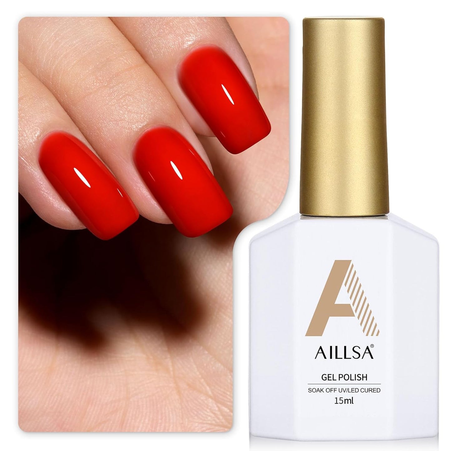 AILLSA Red Gel Nail Polish Hot Lady Gel Polish Apple Candy Color Jelly Gel Polish Long Lasting Soak Off U V Nude Gel Nail Manicure Salon at Home Holiday Gifts for Women 0.5 Fl Oz/GB11