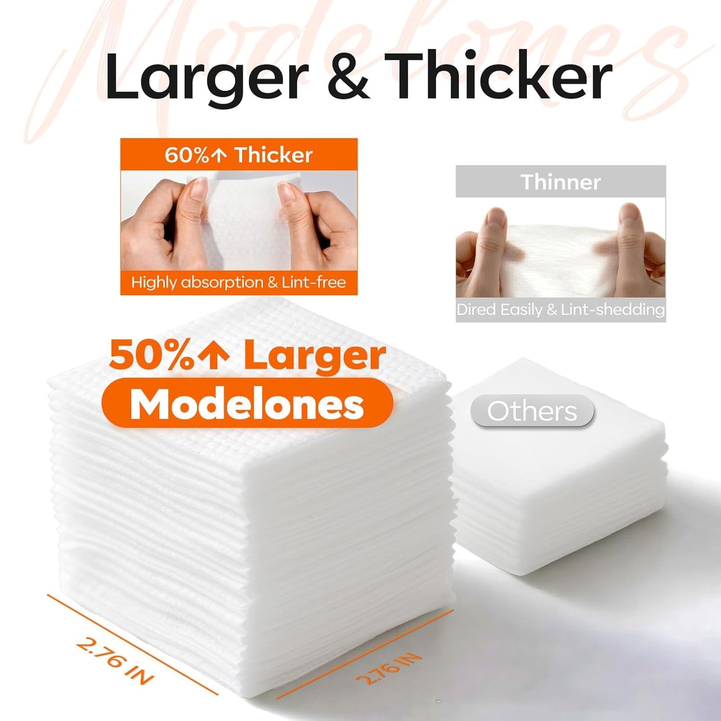 Modelones Nail Polish Remover Pads, Acetone Nail Polish Remover Wipes 50 PCS Professional Individually Wrapped Wet Wipes Easily & Quickly Lemon Smell Glycerin Moisturizing Big Size Portable