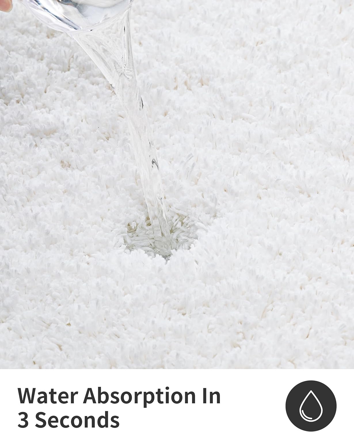 ILANGO White Bathroom Rugs 48" × 24" Non Slip & Super Absorbent Extra Thick Soft, Washable Bath Mat for Floor, Microfiber Plush Shaggy Bath Rug with Rubber for Bathtub Shower Room Sink