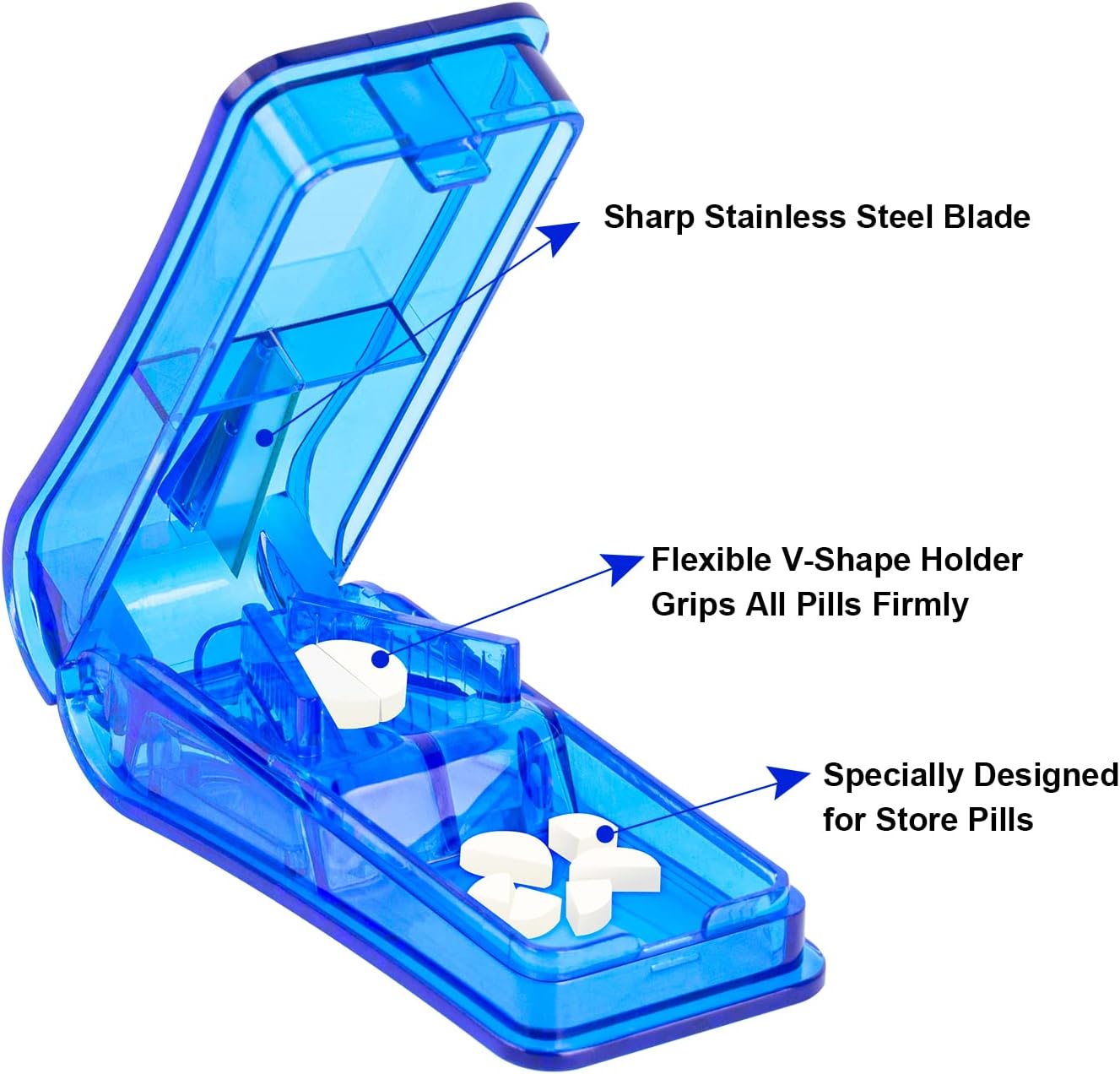 2PCS Pill Cutter, Professional Pill Splitter for Cutting Small Pills or Large Pills in Half