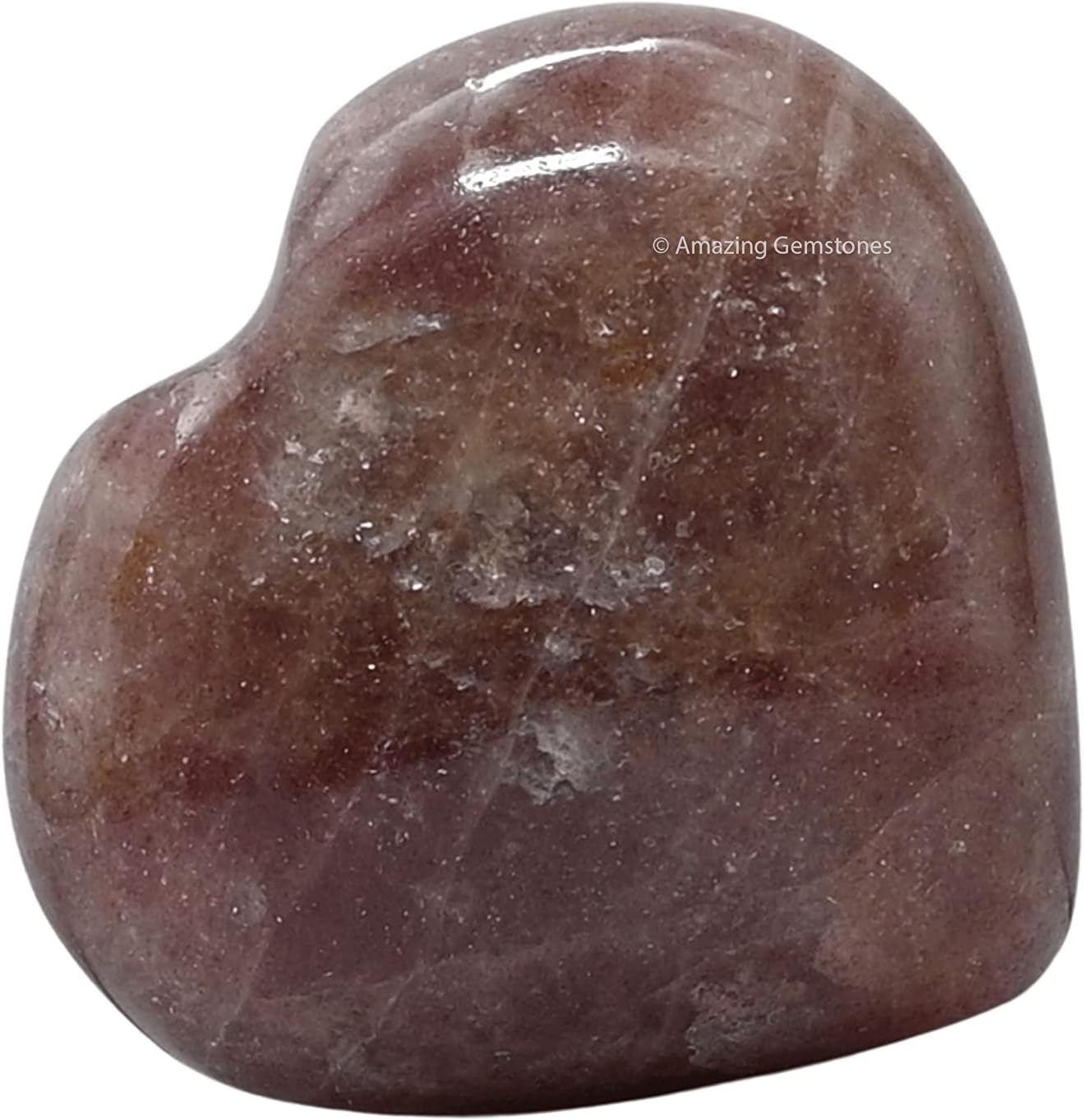 Strawberry Quartz Crystal Heart Palm Stone - Pocket Massage Worry Stone for Natural Body Chakra Balancing, Reiki Healing and Crystal Grid