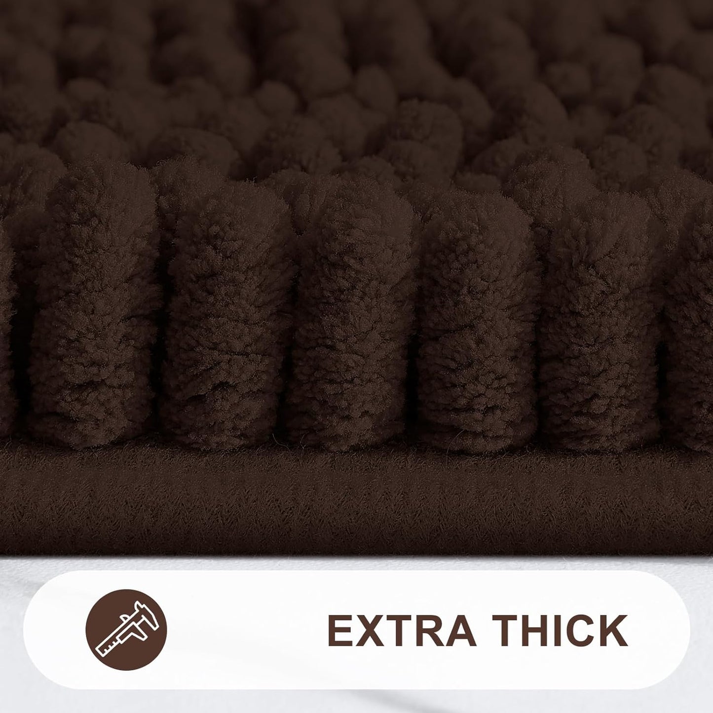 Grandaily Chenille Striped Bathroom Rugs 30x20, Extra Thick and Absorbent Bath Mats, Non-Slip Soft Plush Shaggy Shower Carpet, Machine Wash Dry, Bath Rug for Bathroom, (Medium, Brown)