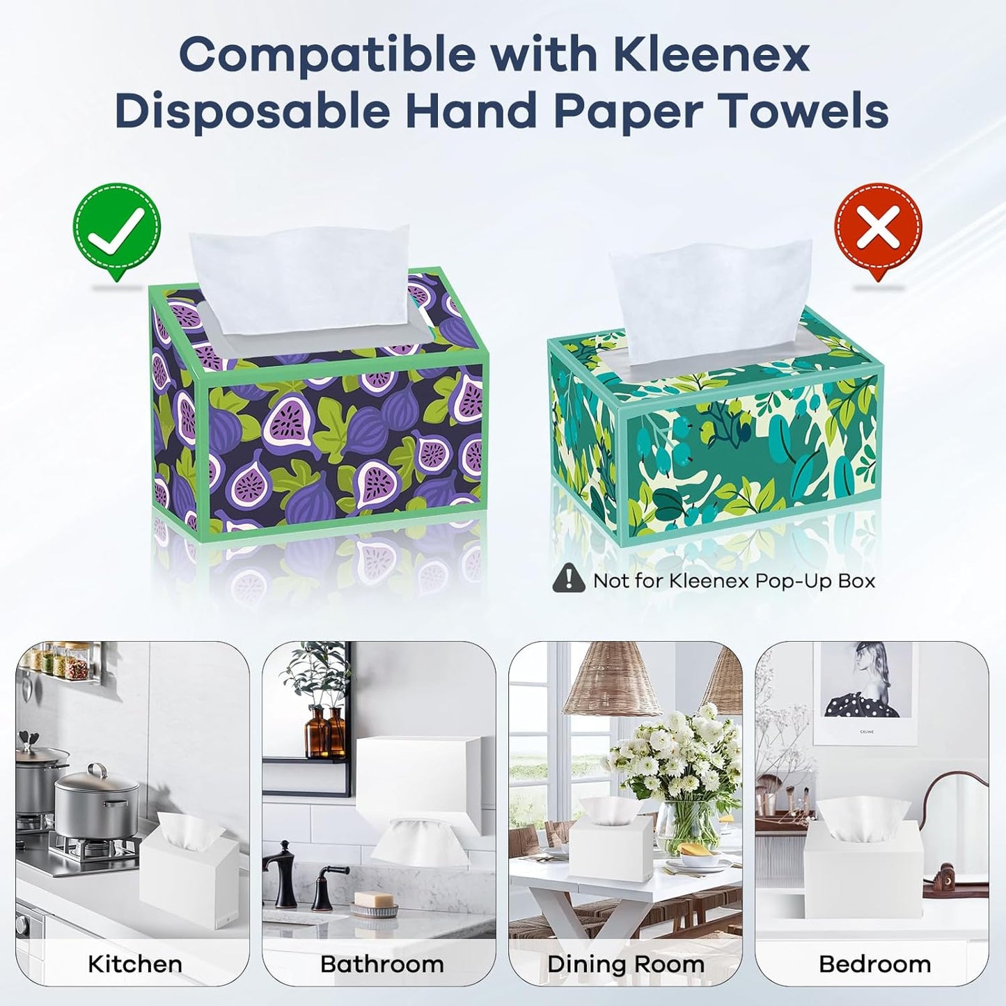 Acrylic Hand Towel Box Cover Compatible with Kleenex Disposable Hand Towels Wall-Mounted Paper Towel Dispenser Suitable for Tabletop, Bathroom, Car, and Office Use (White)