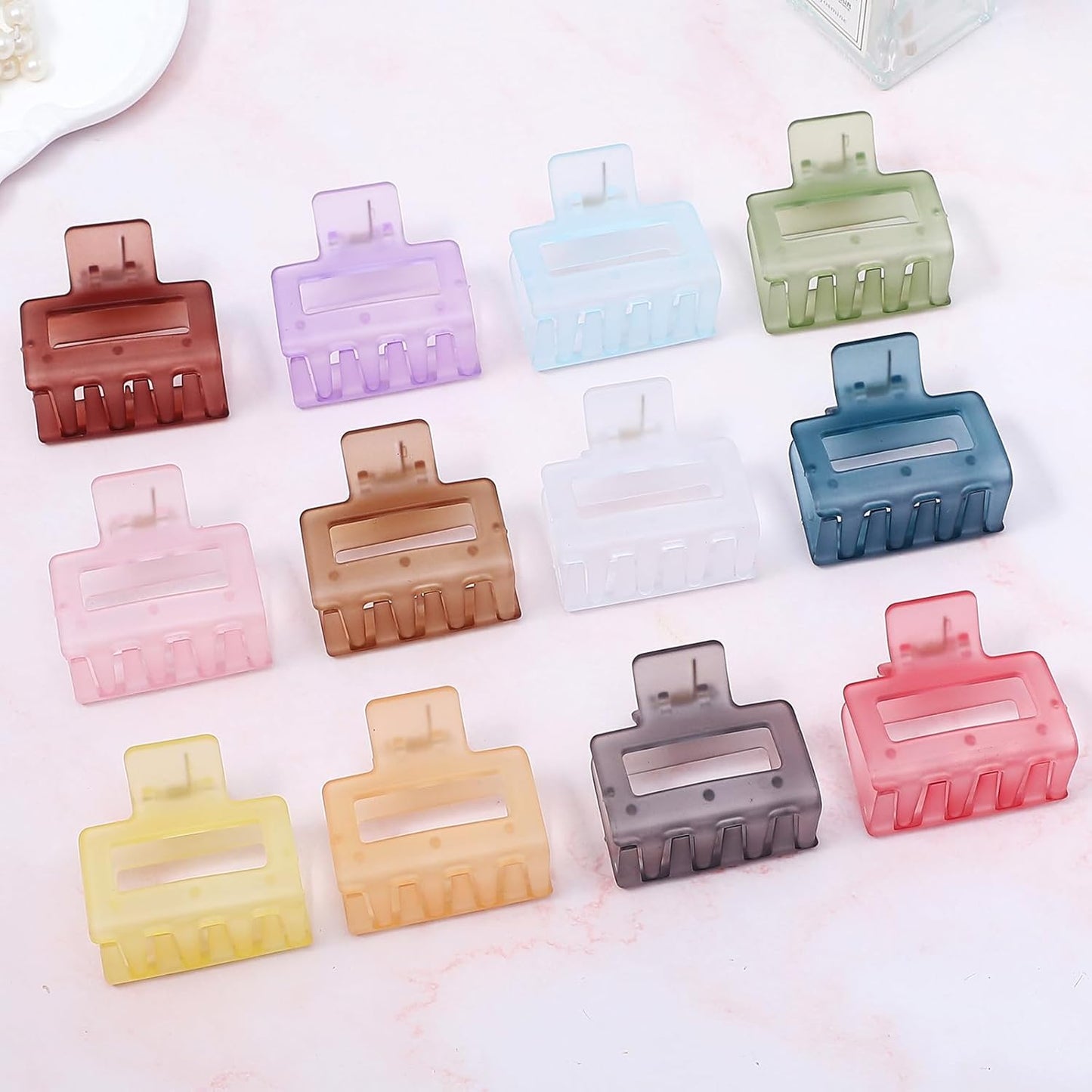 2 Inch Medium Hair Claw Clips 12 Pcs Square Hair Clips for Thin Hair Matte Nonslip Acrylic Banana Jaw Clips Bulk Hair Accessories for women and Girls- Ice Cream