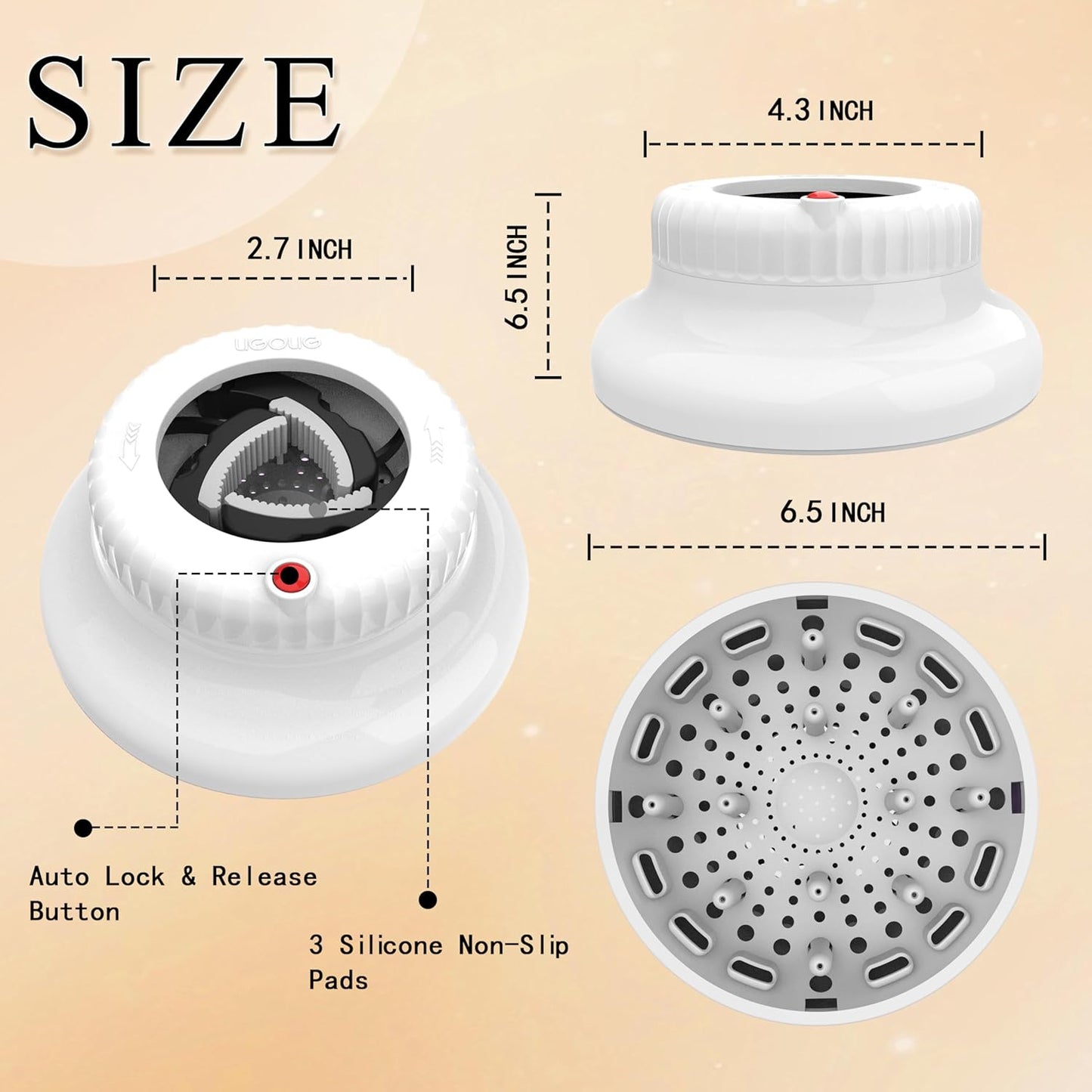 Hair Difuser Attachment Universal Diffuser Hair Dryer for 1.4-inch to 2.4-inch Blow Dryer, Hair Diffuser for Curly Hair and Natural Wavy Hair (White)