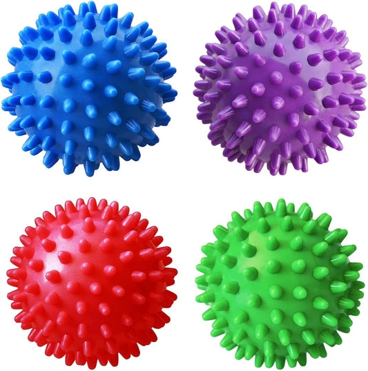 Professional Massage Balls Foot Ball Foot Massager Spiky Roller for Deep Tissue Trigger Point Plantar Fasciitis Reflexology Stress Therapy Myofascial Release(Green + Pink + Purple + Blue)