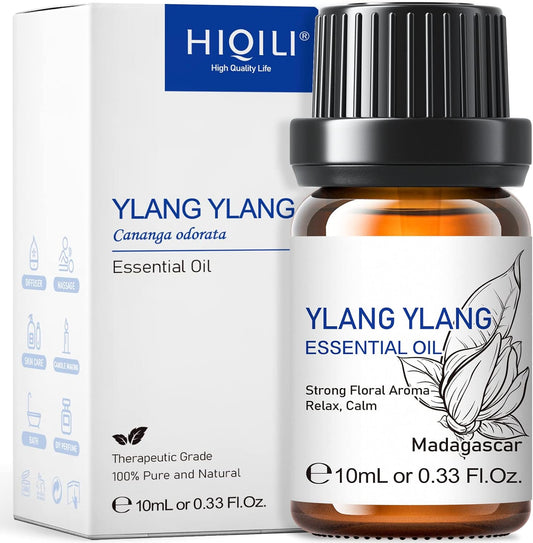 HIQILI 0.33 Fl Oz Ylang-Ylang Essential Oil, Long-Lasting Scent for Diffusers, Perfumes, Aromatherapy, DIY - 10 ML