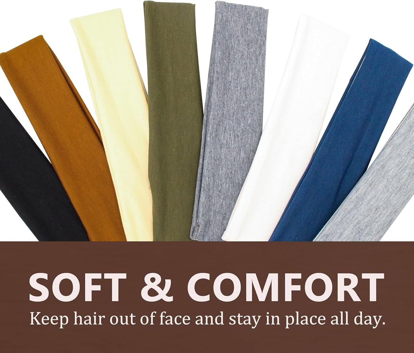 Headbands for Women Non Slip Sports Hair Bands for Women's Hair Stretchy Workout Yoga Running Sweatbands for Women,Pack of 8