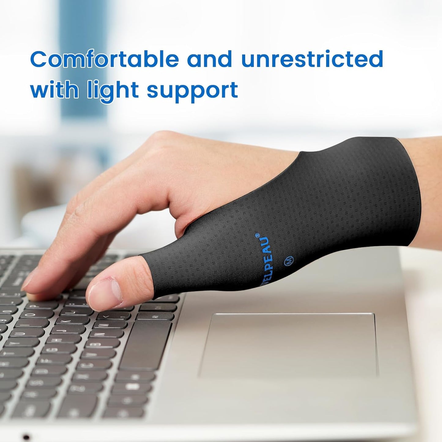 VELPEAU Thumb and Wrist Compression Sleeve for Tendonitis (Pack of 2), Seamless Technology, Gloves Wraps for Arthritis Pain Relief for Women & Men, Splint Liner, Fits Both Hands (Black, Long Version, L)