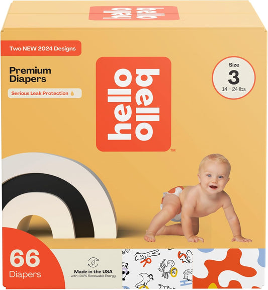 Hello Bello Premium Diapers Size 3, Capital Critters & Get in The Groove Designs, 66ct Club Box