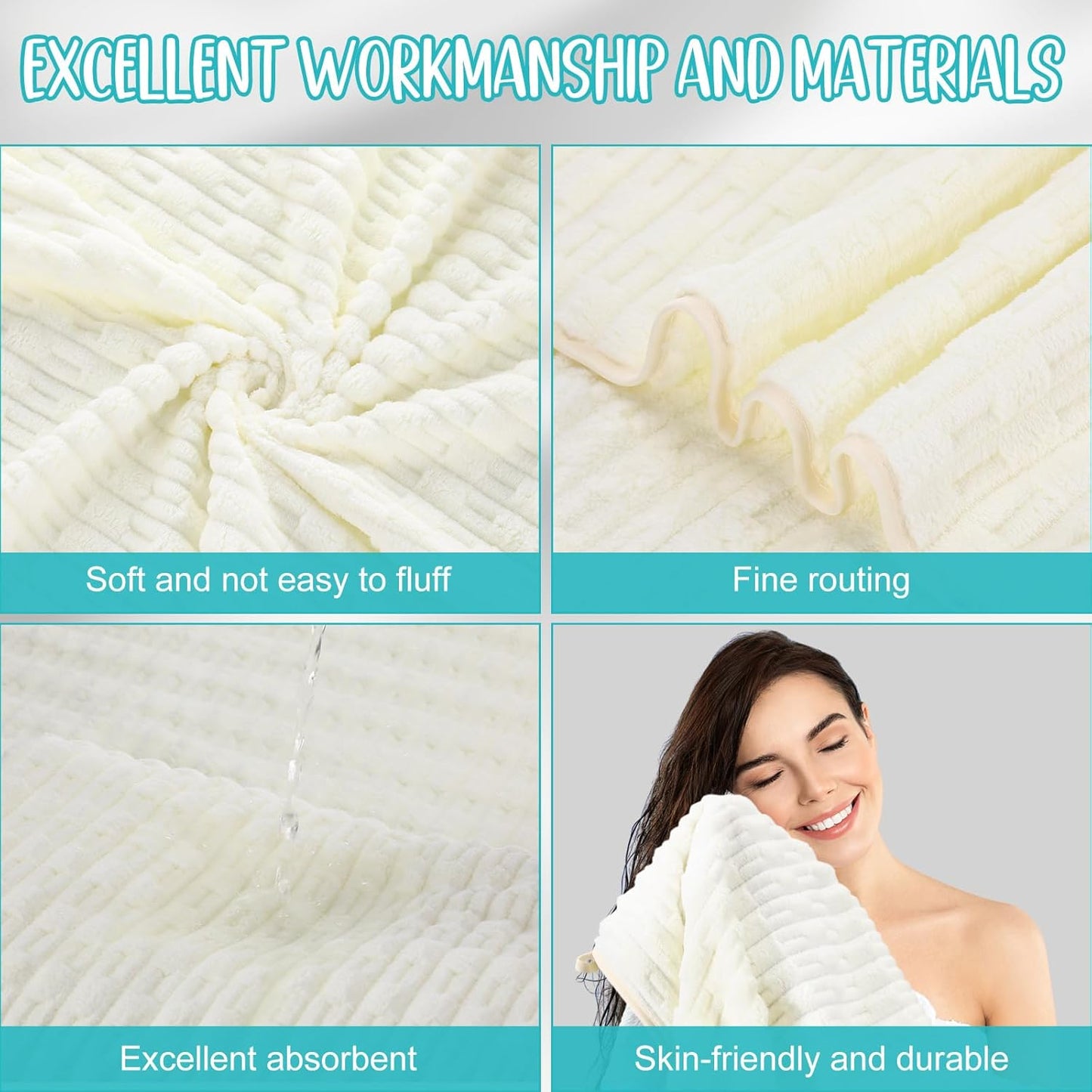 8 Pack Microfiber Bath Towels Bulk 27'' x 60'' Oversized Size Bath Towel Highly Absorbent Extra Large Soft Drying for Shower Beach Salon Winter Sport Spa Gym (Slub Velvet,White)