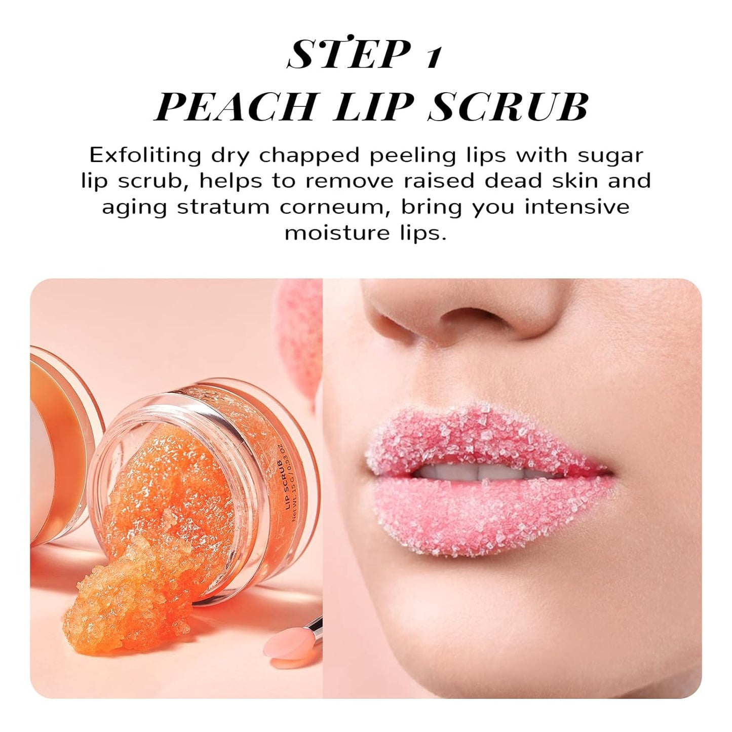 ANAI RUI Lip Care Kit - Mask & Scrub Set, Gift for Mother Girls, Overnight Treatment With Sleeping Mask & Sugar Exfoliator, Moisturizer for Dry, Chapped, Dark Lips, Peach