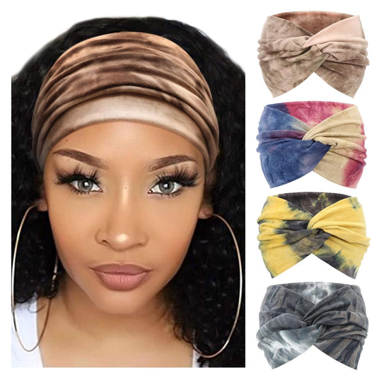 Extra Wide Headbands for Women Large Turban Headband Non Slip Boho Elastic Hairband Hair Twisted Knot Head Bands Accessories