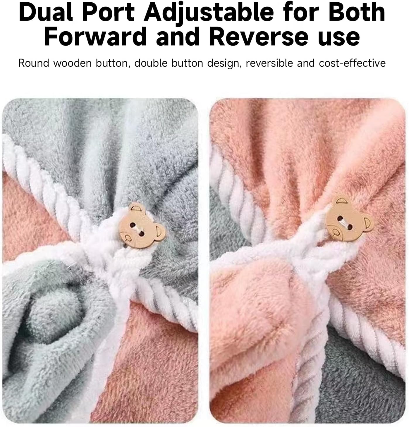 Microfiber Hair Towel, Hair Towel wrap for Women,Hair wrap Towels,Hair Turbans for Women Wet Hair, wrap for Kids (Pink and White) 1pcs