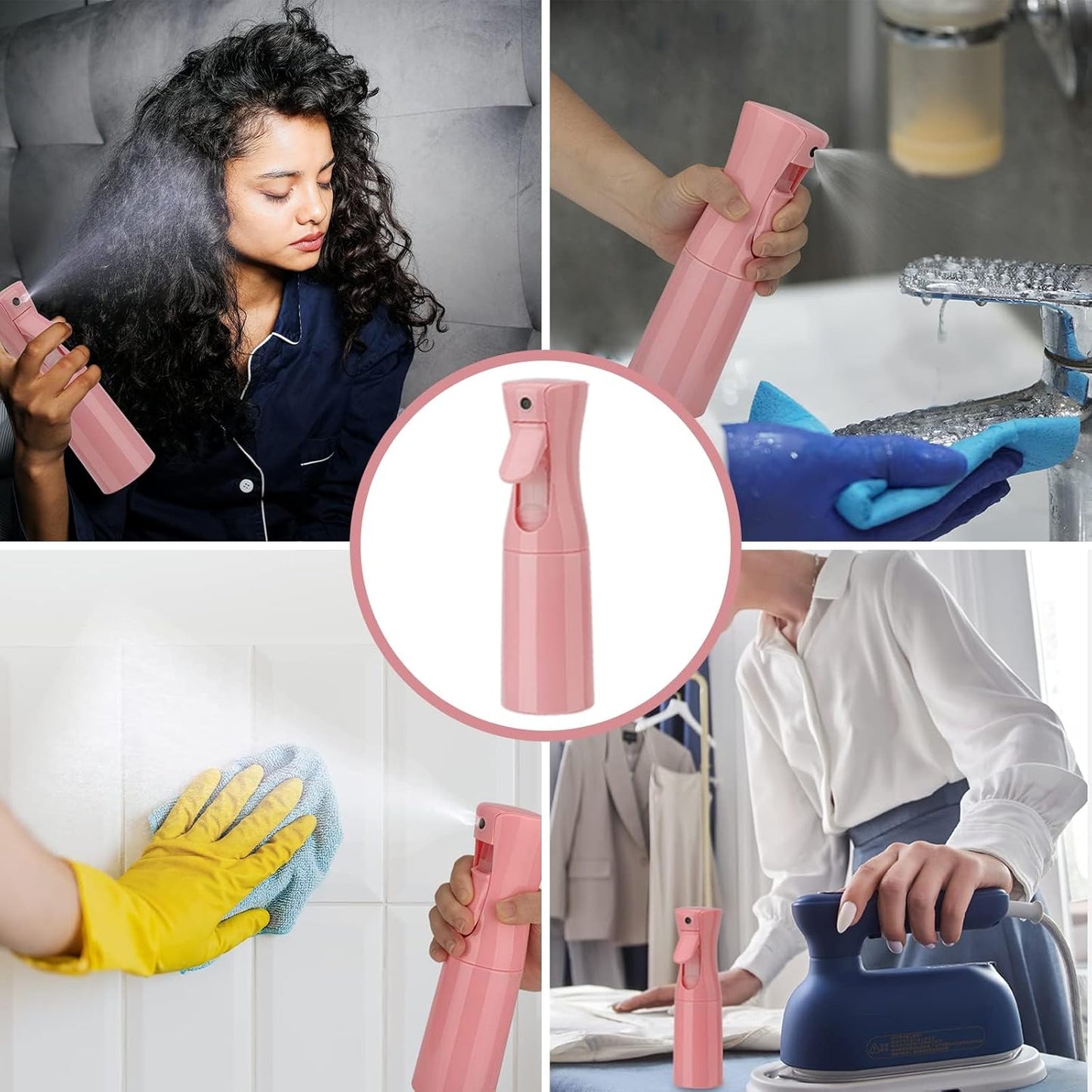 Spray Bottle for Hair (6.8OZ /200ML) Continuous Ultra Fine Mist Sprayer for Hair, Salons, Barber, Plants, Skin Care, Cleaning 2 Pack Pink