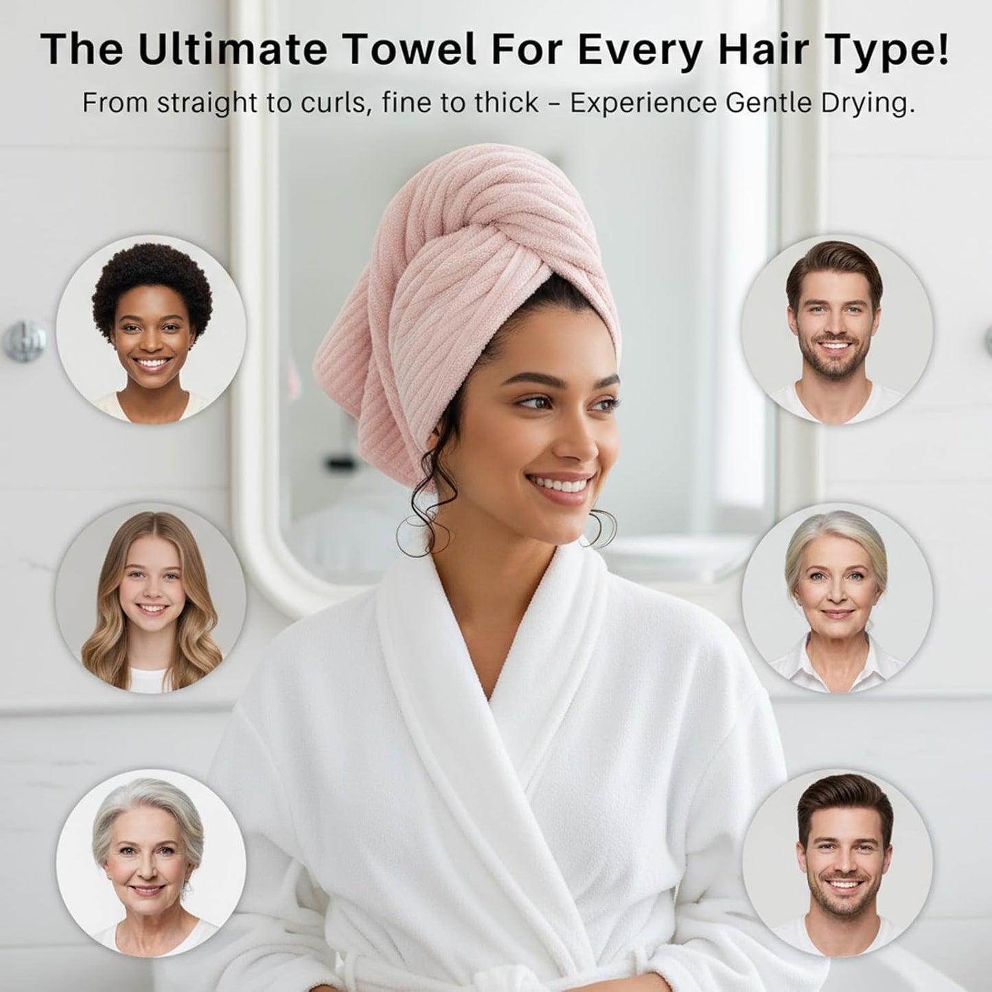 2-Pack Women's Microfiber Hair Towel Wrap: 50% Faster Drying, Ultra - Absorbent & Anti - Frizz for Long and Curly Hair! 40x11 Inches Oversized, Lightweight for Travel, Gym, Spa & Home Use