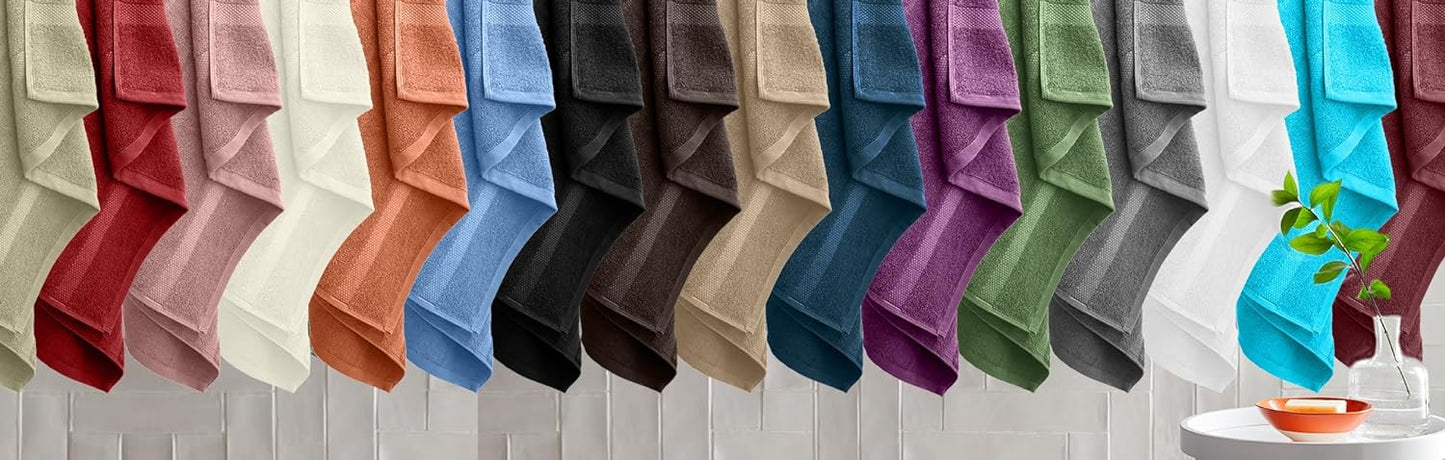 DAN RIVER Bath Towels Set of 4, 27 x 54 Inches, 100% Cotton, Larger & Lighter Weight, Quicker to Dry, Super Soft and Absorbent, Ideal Absorbent Bath Towels for Daily Use, Red