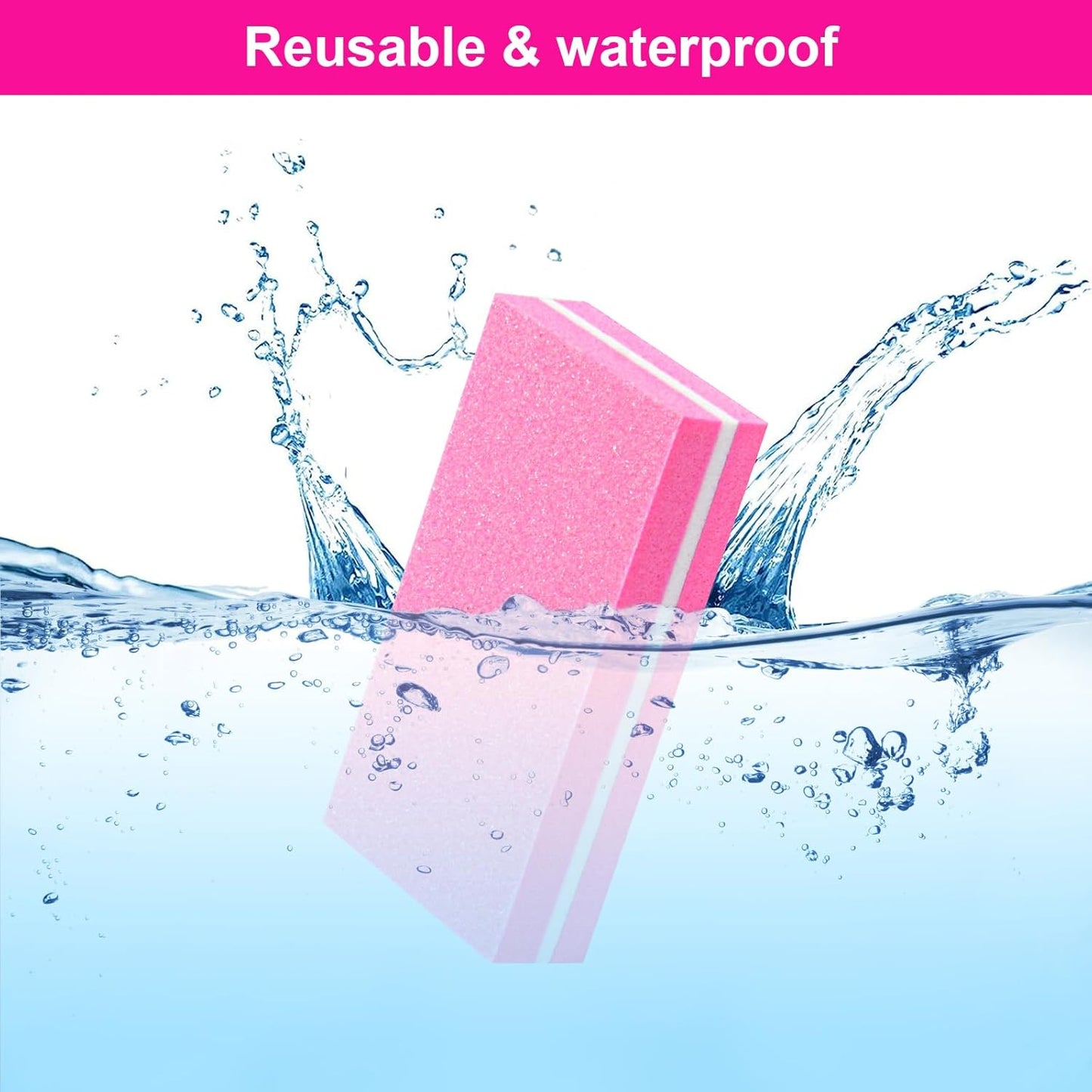 Diesisa Buffer Block Nail File, 100/180 Grit Sponge Nail Buffers for Acrylic Nails, Mini Buffing Block Double Sided for Manicure Tools 30 Count - Pink