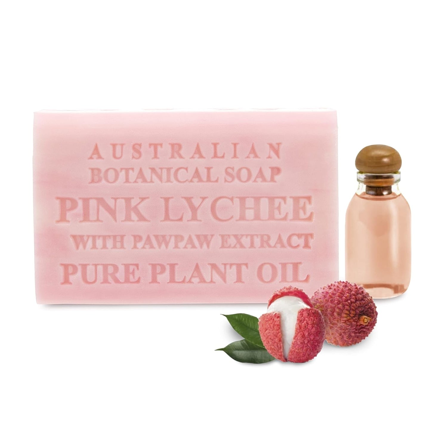 Australian Botanical Soap Pink Lychee with Pawpaw Extract 6.6 oz Triple Milled Luxury Soap Bar Enriched with Shea Butter, Sutiable for Men, Women and All Skin Types, Pack of 1