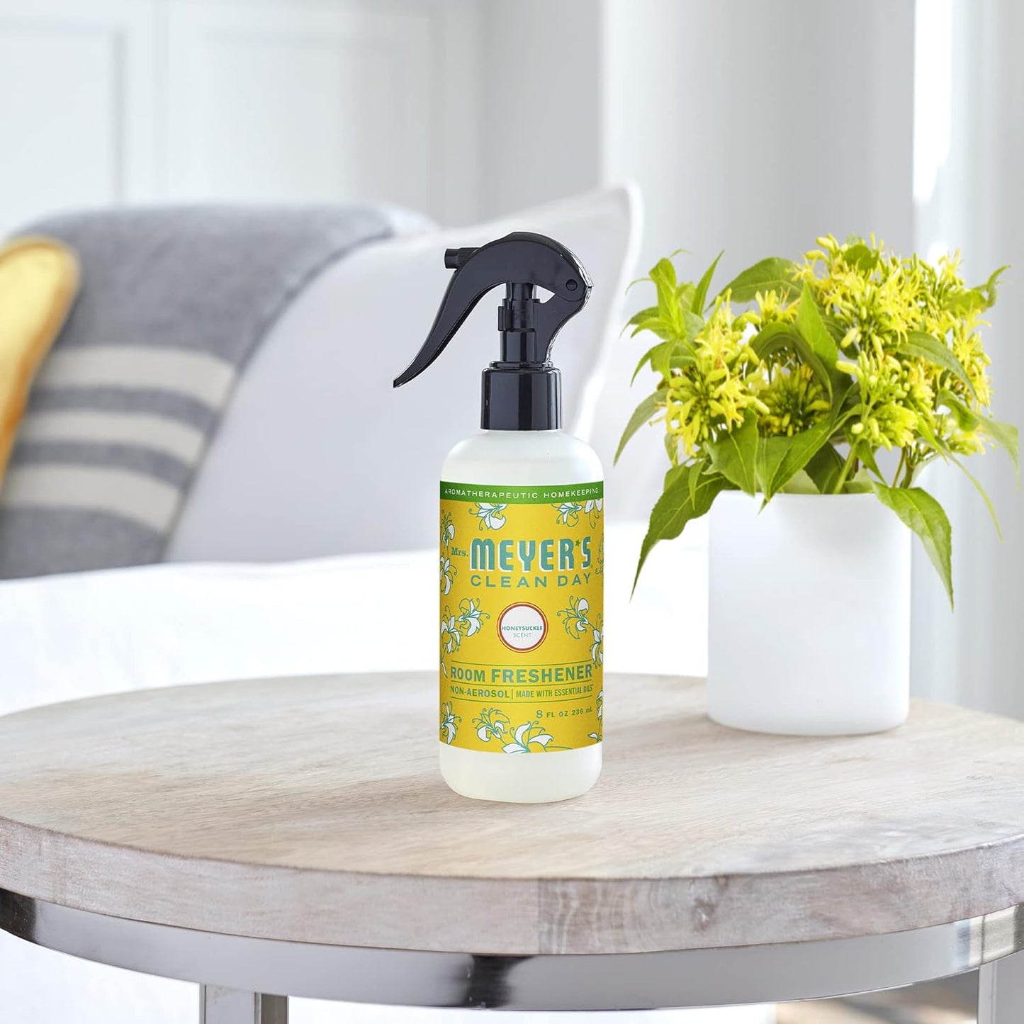 MRS. MEYER'S CLEAN DAY Room and Air Freshener Spray, Non-Aerosol Spray Bottle Infused with Essential Oils, Honeysuckle, 8 fl. oz - Pack of 3