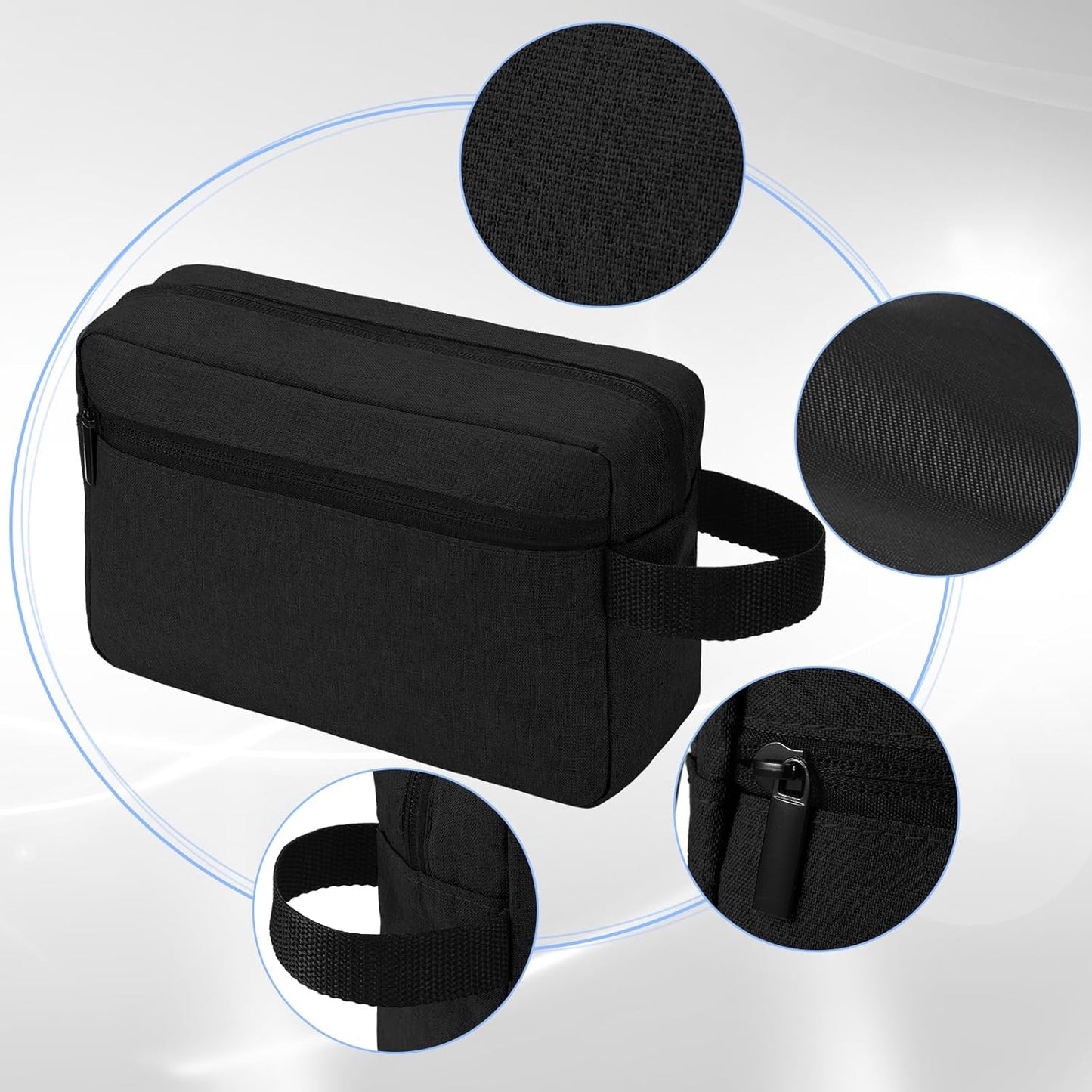 Paterr 16 Pcs Travel Toiletry Bag for Women Men Large Water Resistant Shaving Bag Hanging Cosmetic Bag with Handle and Divider Storage Travel Pouch Case (Black)