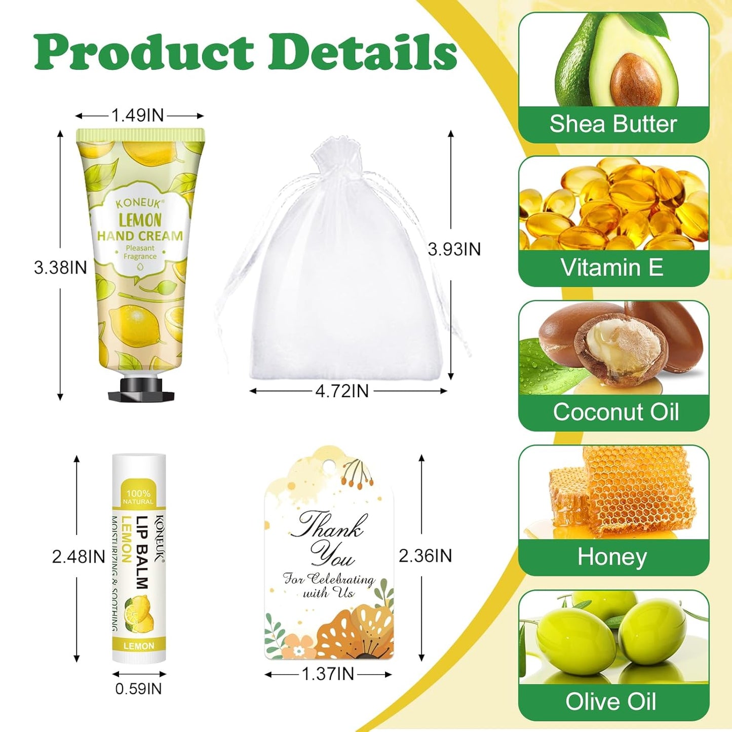 36 Pack Hand Cream Bulk and Lip Balm Bulk Sets, Stocking Stuffers for Women, Thank You Gifts and Christmas Gifts for Guests with Thank You Card Organza Bags, Birthday Gifts, Bulk Gifts, Small Gifts