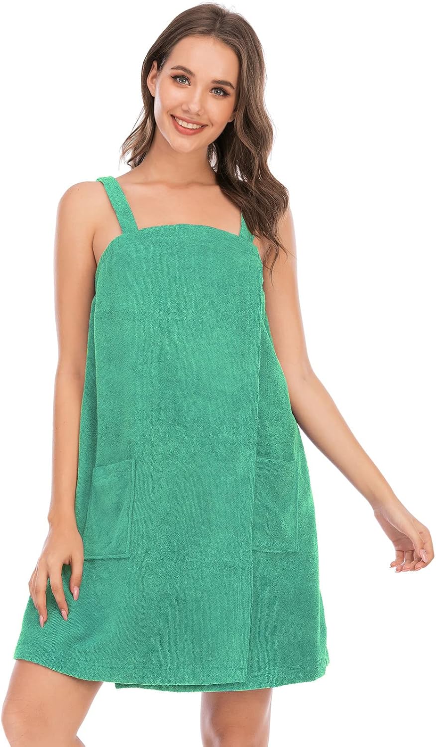 Veseacky Women Bath Wrap Towel for Womens Shower with Pocket Adjustable Spa Robe & Facial Headband