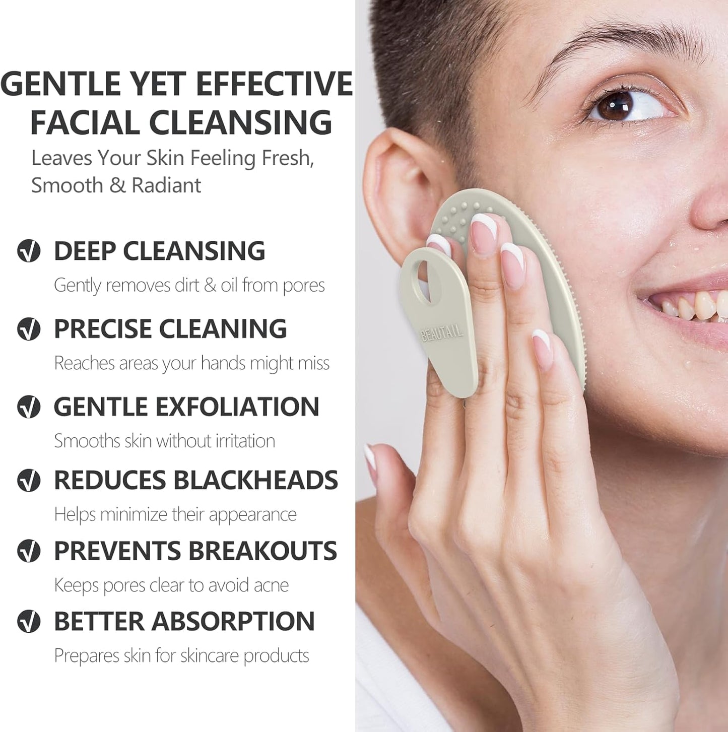 Face Scrubber 6 Pack, BEAUTAIL Silicone Manual Facial Cleansing Brush for Men Women, Gentle Face Scrubber Exfoliator, Skin Care Exfoliating Face Brush