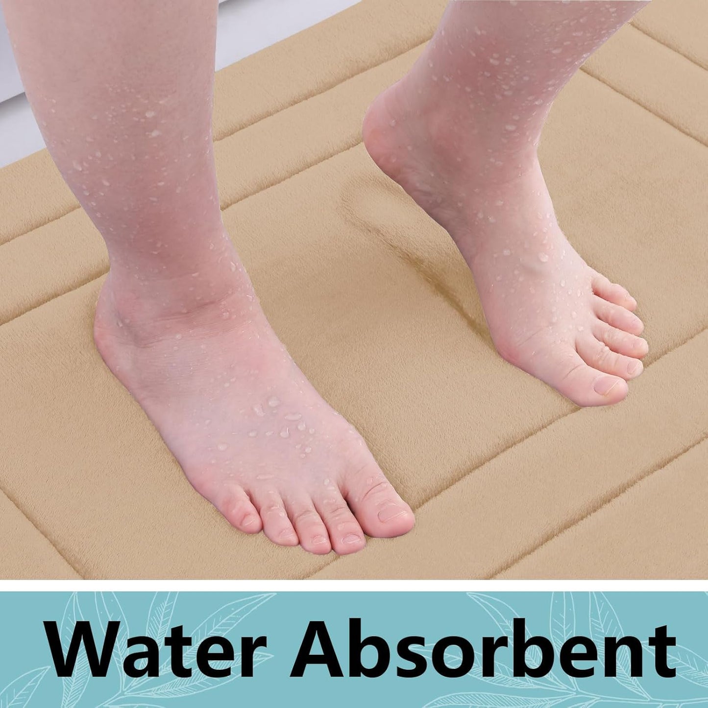 Arotive Memory Foam Bathroom Rug Mat 24x16, Ultra Soft and Absorbent Bath Mat, Machine Wash Dry, Comfortable Bath Rug Carpet for Bathroom Floor, Tub and Shower, Beige