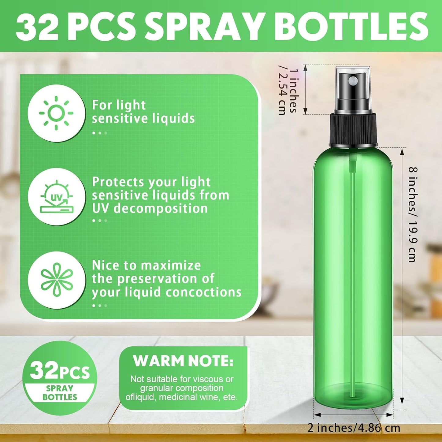 Eccliy 32 Pcs 8 oz Spray Bottles Fine Mist Cleaning Bottles Clear Empty Plastic Travel Sprayer Refillable Sprayer with Cap for Cleaning Solutions Oils Travel Perfumes (Multicolor,Colored)