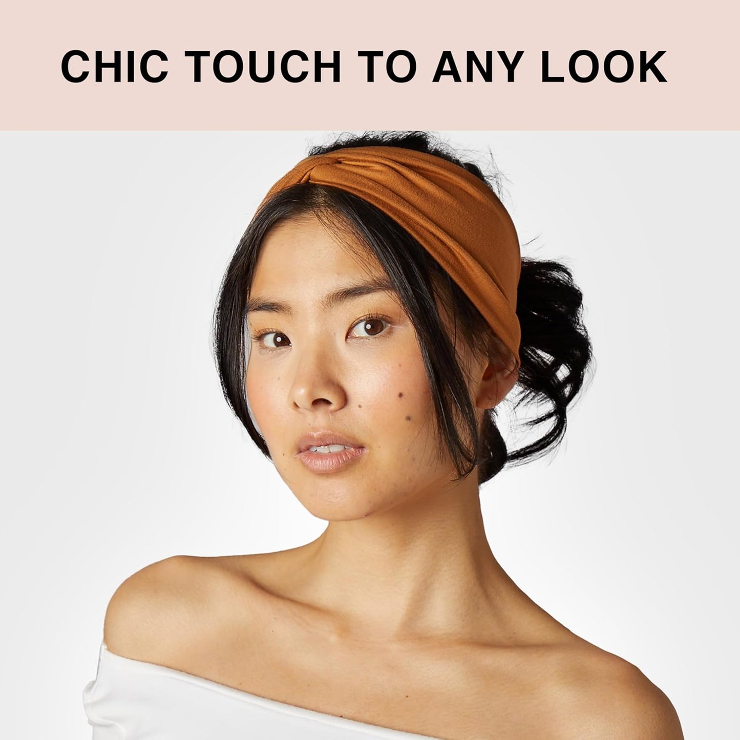 Kitsch Wide Headbands for Women - Fashion Sports Headband for Workout, Yoga, Gym, Running, Exercise | Stretchy Head Bands | Ideal Gifts for Women - Black and Camel, 2pcs