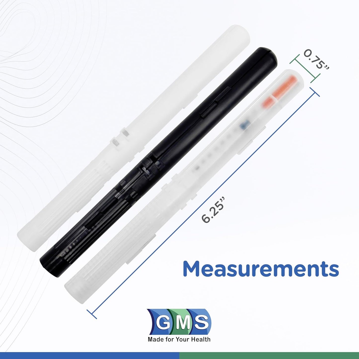 GMS 60 Unit Syringe Case - Holds New, Prefilled & Used Syringes with Needles - Small & Discreet - Ideal for Travel - Sharps Container - 2 Pack - Clear and White