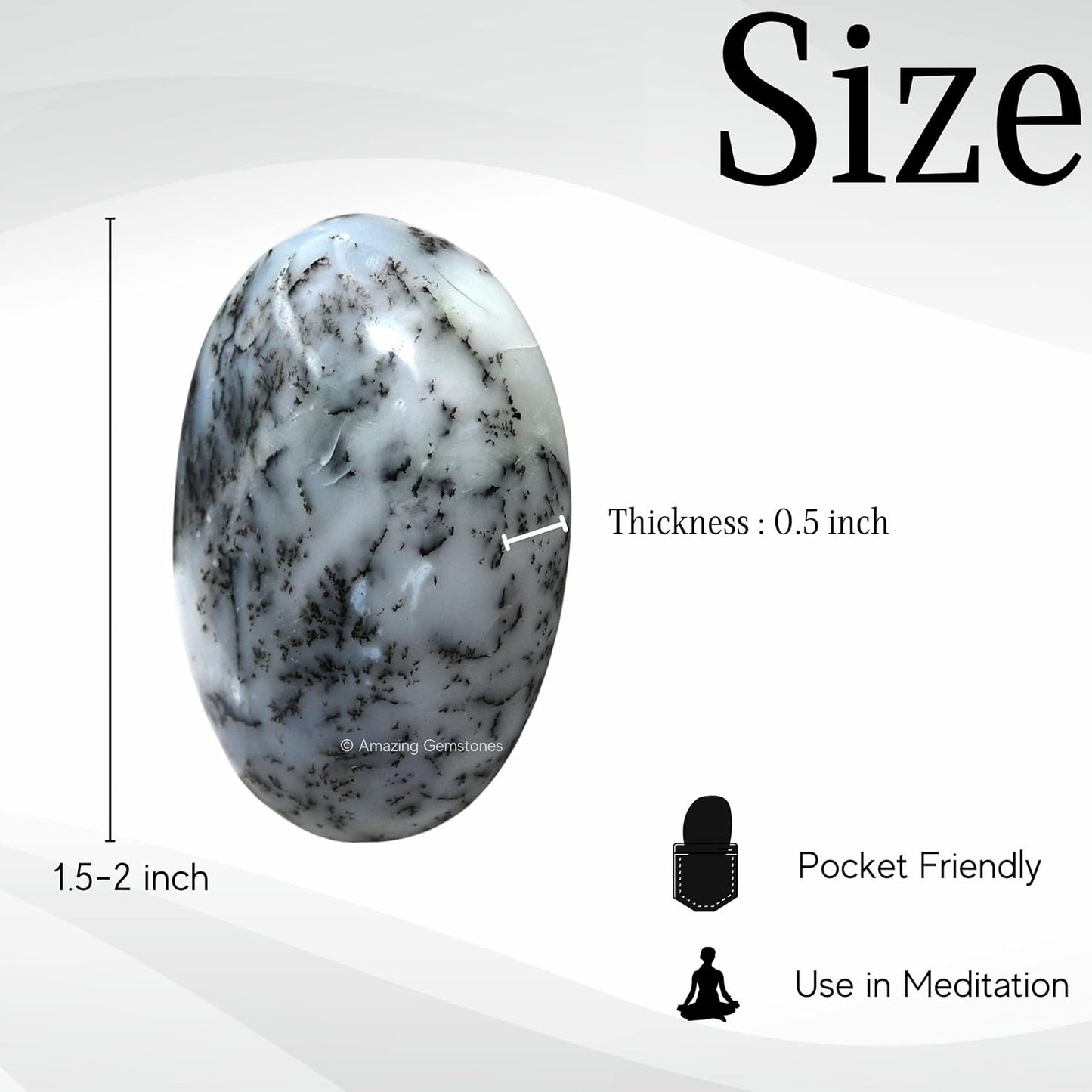 Amazing Gemstone Dendrite Opal Crystals and Healing Stones - Large Palm Stone Crystals Piedra - Crystal for Good Luck, Balanced Positive Energy, Meditation - Unique Stocking Stuffers, Gifts for Women