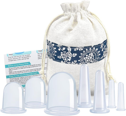 Silicone Cupping Therapy Set - Facial Cupping Set - Face and Body Cupping Massager - Vacuum Suction Cups - Anti-Cellulite Cup - Amazing Cellulite Remover Home Use 7PACK
