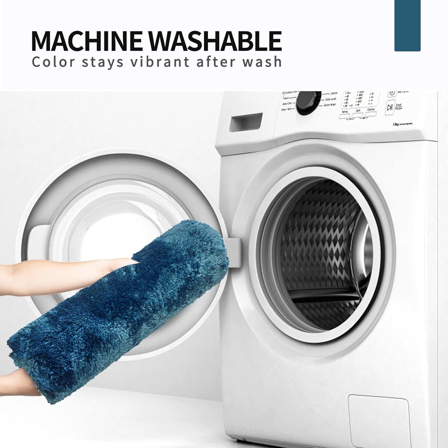 FIFU Bathroom Runner Rug 24" W x 48" L, Bath Mats for Bathroom, Bedroom & Kitchen, Non-Slip Rubber Latex Backing, Comfort & Soft Shower Bathmat & Carpet for Sink, Home & Hallways, Peacock Blue