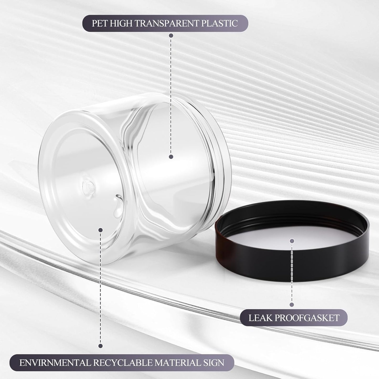 36 Pieces Plastic Jars with Lids Round Clear Container Leak Proof Airtight Cosmetic Small Empty Jars for Lotions Ointments Travel Toiletries Creams Make up Storage (1.5 oz, Black)