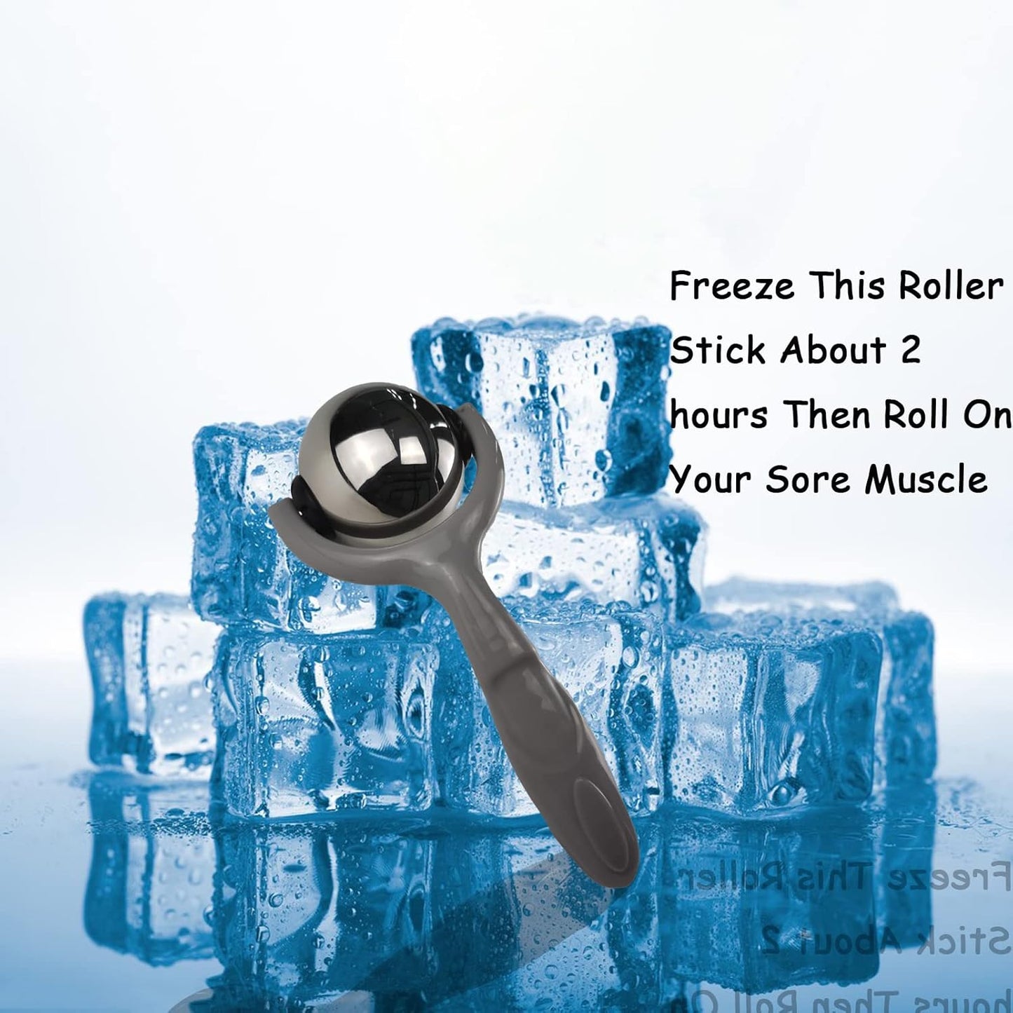 Roller Massage Ball - Ergonomic Handle Cold Warm Compression Temperature Keeper Stainless Steel Muscle Pain Relief Body Neck Shoulder Back Leg Calf Therapy Ice Heat Hot-Roller Stick