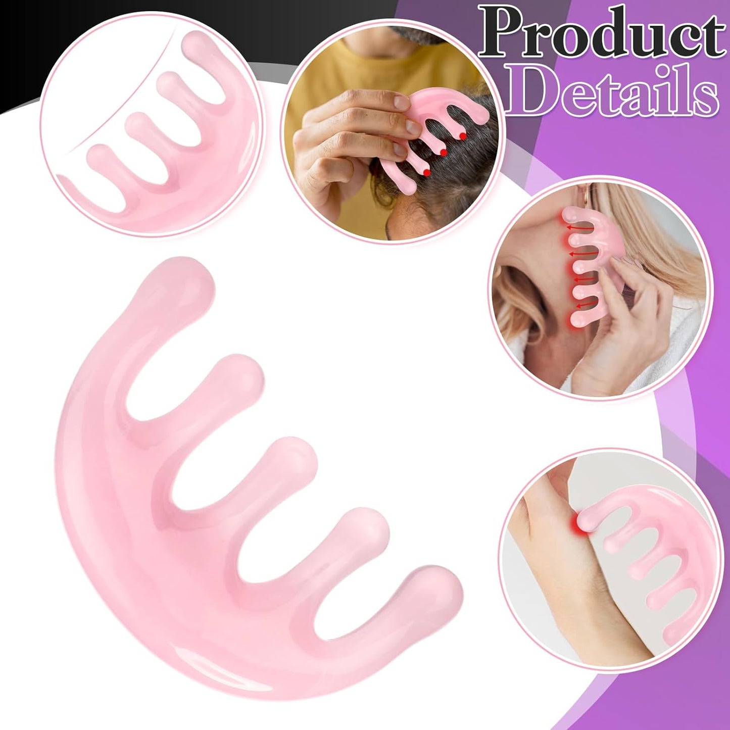 2 Pack Hair Oil Applicator Bottle for Scalp with Massage Comb,6 OZ Hair Oil Bottle with Root Comb for Scalp, Shampoo Scrubber Applicator,Hair Dye Tools(Black, purple)