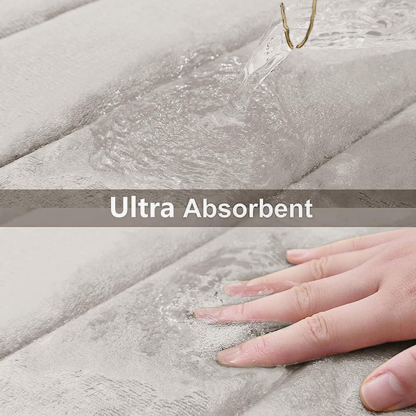 Buganda Memory Foam Bath Mat, 44" x 24", Ultra Soft and Non-Slip Bathroom Rugs, Water Absorbent and Machine Washable Bath Rug Runner for Bathroom, Shower, and Tub, Cream