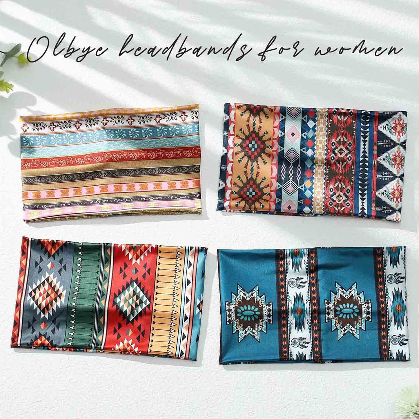 Olbye Boho Headbands Women Wide Head Bands Turban Elastic Nonslip Hairbands Workout Yoga Hair Scarfs Running Sweatband African Bohemian Head Wraps Fashion Hair Accessories for Women (G-Printing)