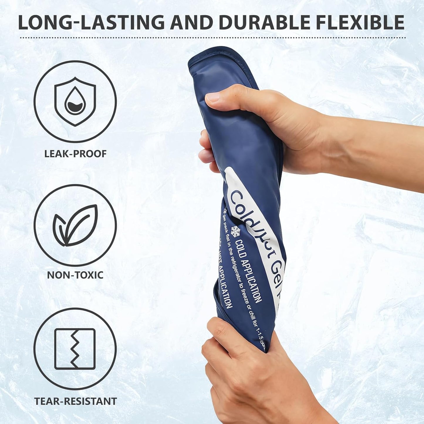 Hot & Cold Gel Packs for Pain Relief 12x16 Inch Ice Packs Reusable Blue Cold Packs for Swelling, Bruises, Injuries, Surgery, Toothache