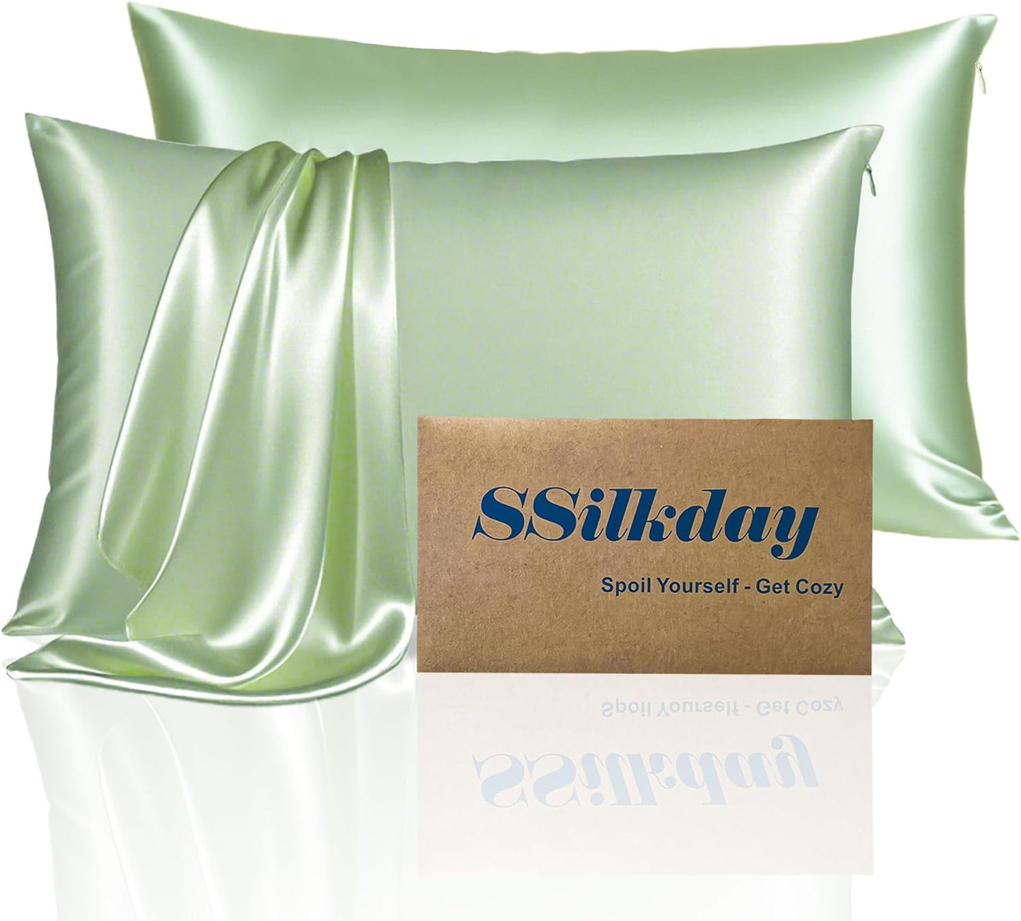 Mulberry Silk Pillow Cases Queen Size Set of 2, Ultra Smooth Soft Breathable Cooling Pillow Cases for Hot Sleepers, Silk Satin Pillowcases 2 Pack with Zipper for Hair and Skin, Gifts for Women