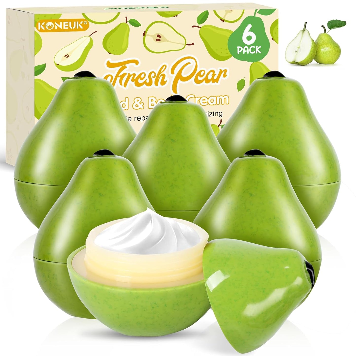 6 Pack Moisturizing Hand Cream Gifts Set, Bulk Hand Lotion for Dry Cracked Hands, Baby Shower Party Favors, Teacher Appreciation Gifts, Birthday Gifts and Bridal Shower Gifts, 1.06 Oz (Pear)