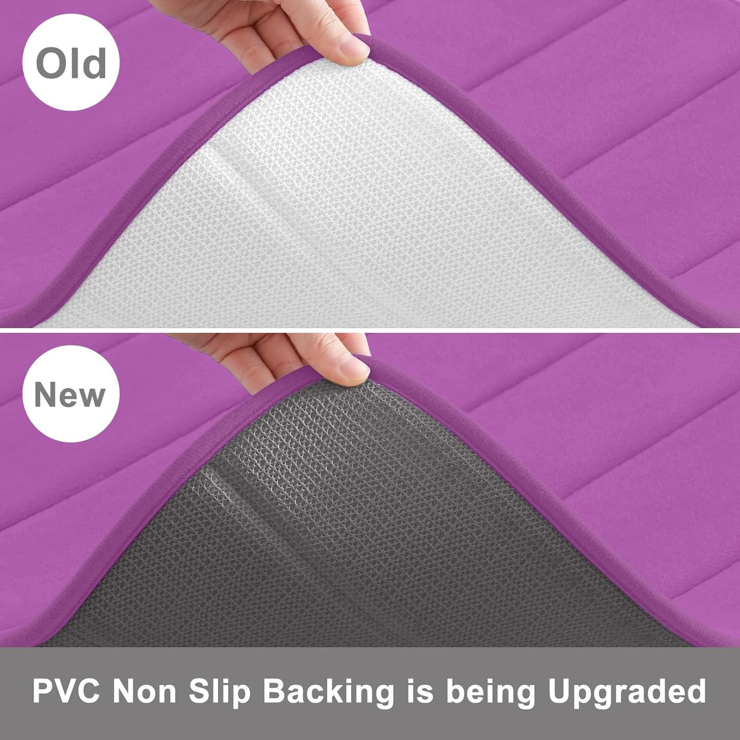 Buganda Memory Foam Bath Mat, 35.4" x 24", Ultra Soft and Non-Slip Bathroom Rugs, Water Absorbent and Machine Washable Bath Rug Runner for Bathroom, Shower, and Tub, Violet